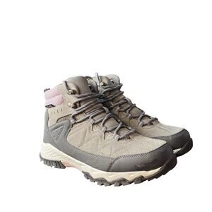 Adventuridge Leather Hiking Boots Gray Pink Lace Up Trail Womens US-8 EUR 39 EUC